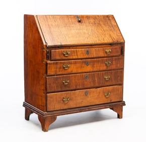 FEDERAL TIGER MAPLE SLANT-FRONT DESK.