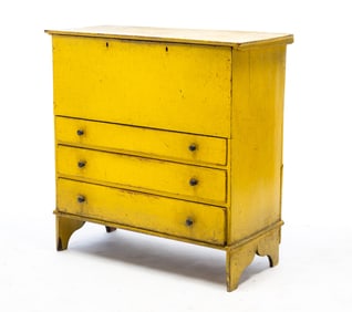 AMERICAN YELLOW-PAINTED PINE THREE-DRAWER MULE CHEST.