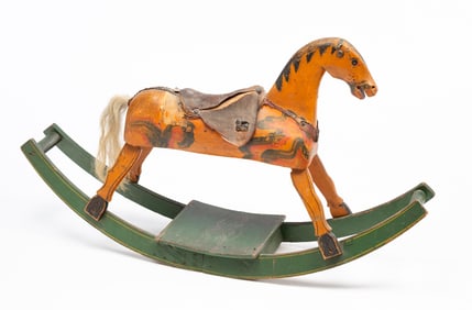 BENJAMIN POTTER CRANDALL (NEW YORK, 1806-1875) CARVED AND PAINT-DECORATED CHILD'S ROCKING HORSE.