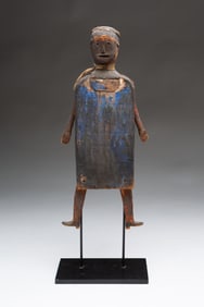 AMERICAN FOLK ART PAINTED AND CARVED PINE JUMPING JACK TOY.