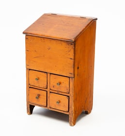 AMERICAN PINE FOUR-DRAWER SLANT-FRONT SPICE CHEST.