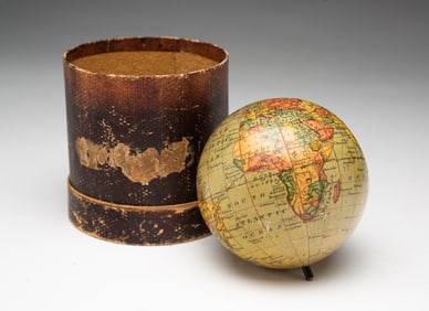 JOSEPH SCHEDLER (GERMAN-AMERICAN, 1813-1887) TERRESTRIAL POCKET GLOBE, PAT. 1868.