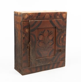 AMERICAN PAINT-DECORATED HANGING CUPBOARD.