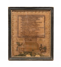 MARGARET TYRER (ENGLISH) NEEDLEWORK HOUSE SAMPLER, DATED 1832.
