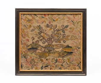 AMERICAN ANIMAL MOTIF NEEDLEWORK SAMPLER.