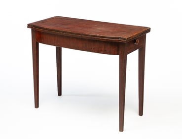 MANNER OF SAMUEL DUNLAP (NEW HAMPSHIRE, 1752-1830) FEDERAL PAINT-DECORATED WHITE PINE CARD TABLE.