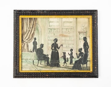 MARY PILLSBURY WESTON (NEW YORK, 1817 - 1894) WATERCOLOR AND GOUACHE CONVERSATION SILHOUETTE OF THE