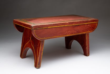 AMERICAN PAINT-DECORATED FOOTSTOOL.
