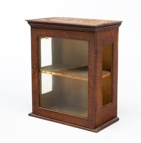 AMERICAN GRAIN-PAINTED PINE DISPLAY CASE.