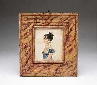 JACOB MAENTEL (MARYLAND/PENNSYLVANIA, 1763-1863) WATERCOLOR PROFILE PORTRAIT OF A LADY.