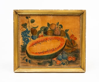 AMERICAN SCHOOL FOLK ART THEOREM ON VELVET.