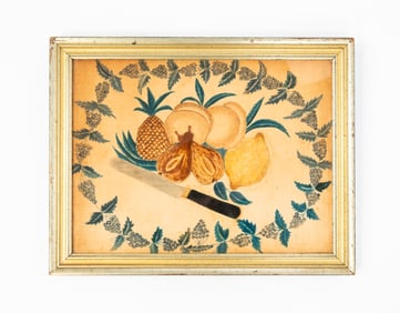 AMERICAN SCHOOL FOLK ART THEOREM ON VELVET.