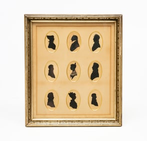 NINE ENGLISH MINIATURE SILHOUETTE PORTRAITS OF THE MOCKLER FAMILY.