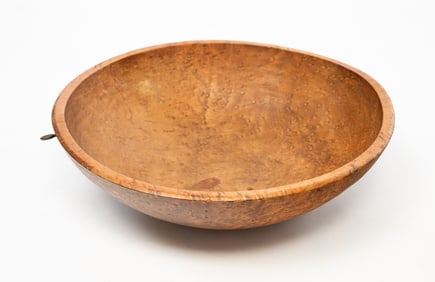 LARGE AND NICELY FIGURED AMERICAN BIRD'S-EYE MAPLE TURNED BOWL.