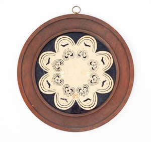 FINE AMERICAN FOLK ART SCHERENSCHNITTE PAPER VALENTINE OR MEMORIAL, DATED 1842.