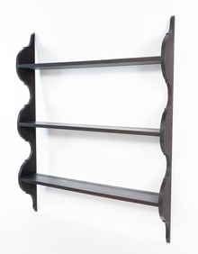 AMERICAN PAINT-DECORATED THREE-TIER HANGING SHELF.