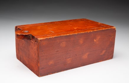 DIMINUTIVE AMERICAN PAINT-DECORATED SLIDE-LID BOX.