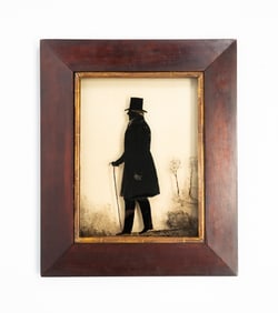 JOHN WOODHOUSE, JR. (ENGLISH, 19TH CENTURY) REVERSE-PAINTED FULL-LENGTH SILHOUETTE PORTRAIT OF A