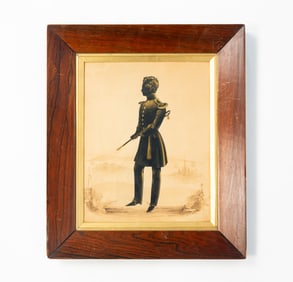 FREDERICK FRITH (BRITISH, 1819-1871) WATERCOLOR AND GOUACHE FULL-LENGTH SILHOUETTE OF A MAN IN