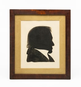 AMERICAN SCHOOL GOUACHE SILHOUETTE PORTRAIT OF BENJAMIN SHEPHARD BURGESS (1799-1863).
