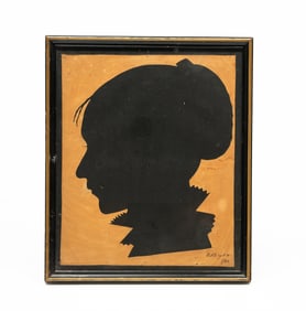AMERICAN SCHOOL HOLLOW-CUT SILHOUETTE PORTRAIT OF A YOUNG WOMAN, DATED 1843.