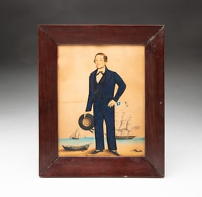 AMERICAN FULL-LENGTH WATERCOLOR PORTRAIT OF A MARINER OR SAILOR.