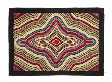 AMERICAN FOLKSY HOOKED RUG.