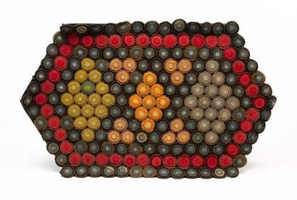 EXQUISITE AMERICAN FELT PENNY RUG.