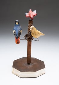 LARGE GERMAN FOLKSY BIRD TREE PIPSQUEAK TOY.