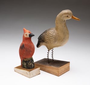 TWO GERMAN BIRD PIPSQUEAK TOYS.