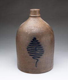 N.A. WHITE AND SON (UTICA, NEW YORK) COBALT-DECORATED STONEWARE JUG.