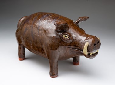 REGGIE MEADERS (GEORGIA, 1919-2009) GLAZED STONEWARE WARTHOG.