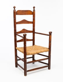 PILGRIM CENTURY OAK LADDER-BACK ARMCHAIR.