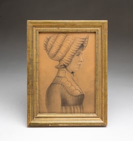 AMERICAN SCHOOL GRAPHITE SILHOUETTE PORTRAIT OF A LADY.