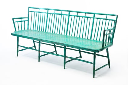 NEW ENGLAND BIRDCAGE WINDSOR SETTLE BENCH.