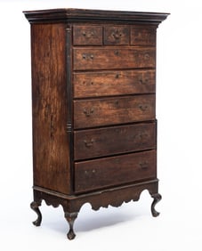 LANCASTER COUNTY, PENNSYLVANIA QUEEN ANNE TALL CHEST ON FRAME.