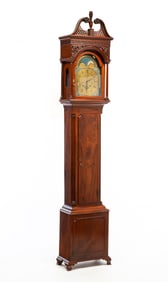 PENNSYLVANIA CHIPPENDALE MAHOGANY TALL CASE CLOCK, WORKS BY JACOB GODSHALK.