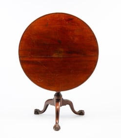 PHILADELPHIA CHIPPENDALE MAHOGANY DISH TOP BIRDCAGE-ACTION TEA TABLE.