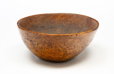 LARGE NATIVE AMERICAN CARVED BURLWOOD BOWL IN WONDERFUL FORM.