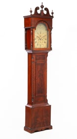 CANADIAN CHIPPENDALE CARVED MAHOGANY TALL CASE CLOCK.