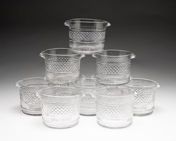 TEN ANGLO-IRISH CUT GLASS WINE RINSERS.