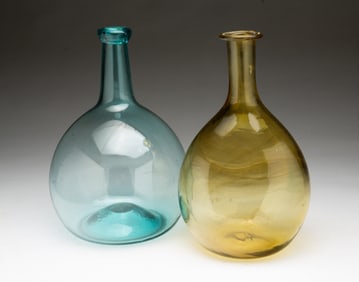 TWO AMERICAN BLOWN GLASS BOTTLES.