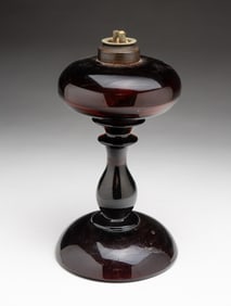 CONTINENTAL HONEY AMBER GLASS WHALE OIL LAMP.