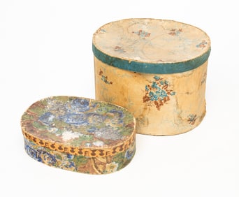 TWO AMERICAN WALLPAPER BAND BOXES.