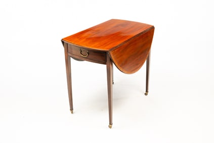 GEORGE III MAHOGANY AND ROSEWOOD-CROSSBANDED PEMBROKE TABLE.