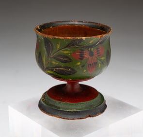 RARE GREEN LEHNWARE FOOTED EGG CUP.
