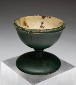 AMERICAN PAINTED TREENWARE FOOTED MASTER SALT.