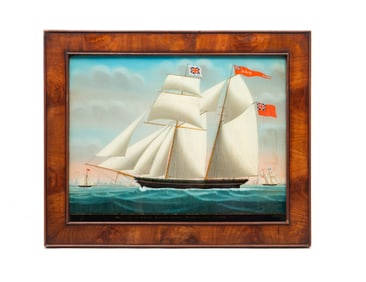 ATTRIBUTED TO PETRUS CORNELIUS WEYTS (FLEMISH, 1799-1855) REVERSE PAINTING ON GLASS OF THE ANN OF