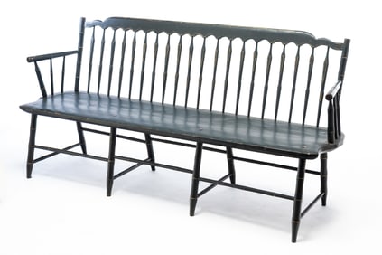 PENNSYLVANIA WILLIAM WALLICK PAINTED SETTLE BENCH.