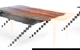 OHIO HEPPLEWHITE CHERRY FARM TABLE.: American, Early 19th Century. Two-board top, base with tapered legs, pegged construction and original dry finish. 28.5"h. 79.25"w. 36.5"d.